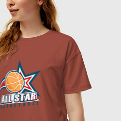 Футболка оверсайз женская All star basketball, цвет: кирпичный — фото 2