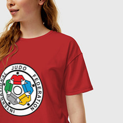 Футболка оверсайз женская Judo Federation, цвет: красный — фото 2