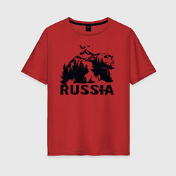 Футболка оверсайз женская Russian bear, цвет: красный