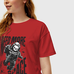 Футболка оверсайз женская Космонавт скелет, цвет: красный — фото 2