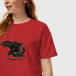 Футболка оверсайз женская Черный дракон, цвет: красный — фото 2