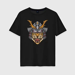 Футболка оверсайз женская Tiger Samurai, цвет: черный