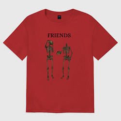 Футболка оверсайз женская Скелеты, цвет: красный