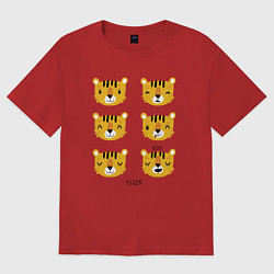 Футболка оверсайз женская Tiger Rawr, цвет: красный
