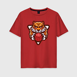 Футболка оверсайз женская Basketball Tiger, цвет: красный