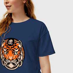 Футболка оверсайз женская Amazing Tiger, цвет: тёмно-синий — фото 2