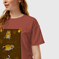 Футболка оверсайз женская Три тигра, цвет: кирпичный — фото 2