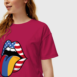 Футболка оверсайз женская Армения - США, цвет: маджента — фото 2