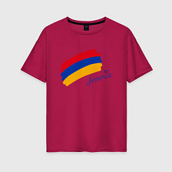 Футболка оверсайз женская Любимая Армения, цвет: маджента