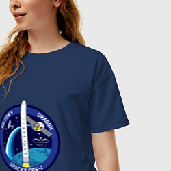 Футболка оверсайз женская SPACE X CRS-2, цвет: тёмно-синий — фото 2