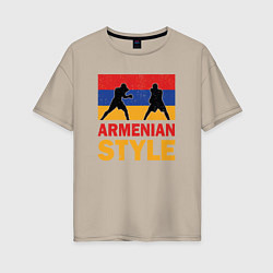 Футболка оверсайз женская Армянский стиль, цвет: миндальный