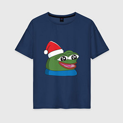 Женская футболка оверсайз Pepe, pepe happy, Пепе хеппи, pepe happy new year