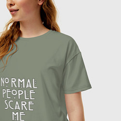 Футболка оверсайз женская Normal people scare me аиу, цвет: авокадо — фото 2