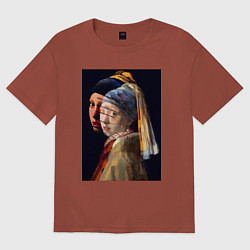 Женская футболка оверсайз Ян Вермеер, Девушка с жемчужной сережкой