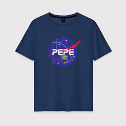 Футболка оверсайз женская Pepe Pepe space Nasa, цвет: тёмно-синий