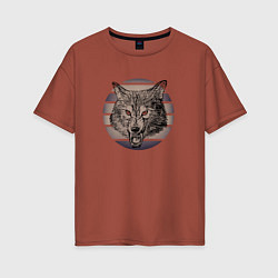Женская футболка оверсайз Звериный оскал Пасть волка