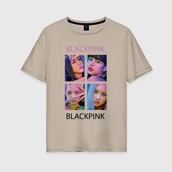 Женская футболка оверсайз BLACKPINK черно-розовые