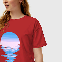 Футболка оверсайз женская Луна море, цвет: красный — фото 2