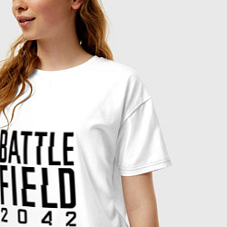 Футболка оверсайз женская BATTLEFIELD 2042 LOGO БАТЛФИЛД 2042 ЛОГО, цвет: белый — фото 2