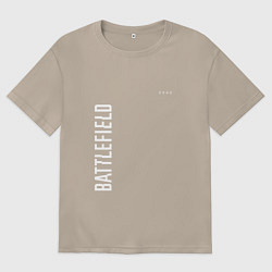 Футболка оверсайз женская BATTLEFIELD 2042 БЕЛЫЙ ЛОГОТИП, цвет: миндальный