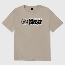 Футболка оверсайз женская Линкин Парк Лого ЧБ Рок Linkin Park, цвет: миндальный