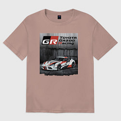 Футболка оверсайз женская Toyota Gazoo Racing Team, цвет: пыльно-розовый