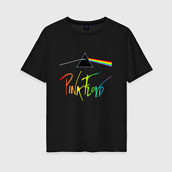 Футболка оверсайз женская PINK FLOYD COLOR LOGO, цвет: черный