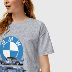 Футболка оверсайз женская BMW Motorsport Retro, Germany, цвет: меланж — фото 2