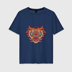 Женская футболка оверсайз Tiger Fire