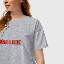 Футболка оверсайз женская Roblox logo red роблокс логотип красный, цвет: меланж — фото 2