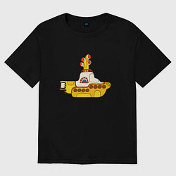 Футболка оверсайз женская The Beatles Yellow Submarine в дудл стиле, цвет: черный