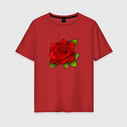 Женская футболка оверсайз Красная роза Рисунок