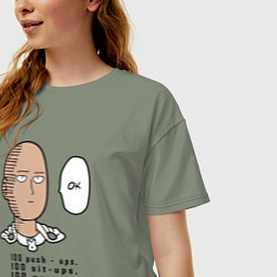 Футболка оверсайз женская Список тренировки Сайтама One Punch-Man, цвет: авокадо — фото 2