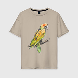 Футболка оверсайз женская Любимый попугай, цвет: миндальный