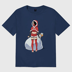 Футболка оверсайз женская Christmas Girl, цвет: тёмно-синий
