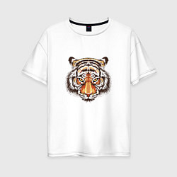 Женская футболка оверсайз Морда тигра от John Art
