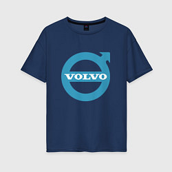 Футболка оверсайз женская Volvo логотип, цвет: тёмно-синий