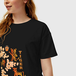 Футболка оверсайз женская Tiger Тигр Этно, цвет: черный — фото 2