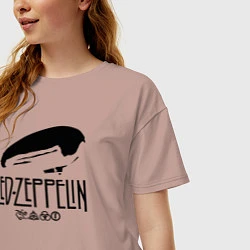 Футболка оверсайз женская Дирижабль Led Zeppelin с лого участников, цвет: пыльно-розовый — фото 2