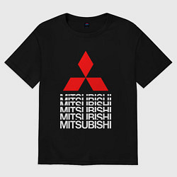 Футболка оверсайз женская MITSUBISHI МИЦУБИСИ МИТСУБИСИ МИЦУБИШИ LOGO STYLE, цвет: черный