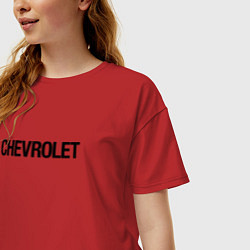 Футболка оверсайз женская Chevrolet Лого Эмблема спина, цвет: красный — фото 2