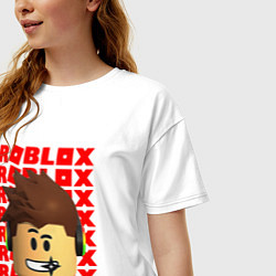 Футболка оверсайз женская ROBLOX RED LOGO LEGO FACE, цвет: белый — фото 2