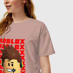 Футболка оверсайз женская ROBLOX RED LOGO LEGO FACE, цвет: пыльно-розовый — фото 2