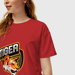 Футболка оверсайз женская Тигр Tiger логотип, цвет: красный — фото 2