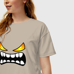Футболка оверсайз женская Geometry Dash: Demon Face, цвет: миндальный — фото 2