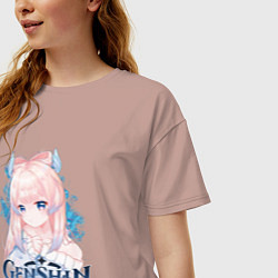 Футболка оверсайз женская Кокоми Kokomi Genshin Impact, цвет: пыльно-розовый — фото 2