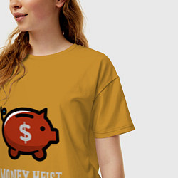 Футболка оверсайз женская Money Heist Pig, цвет: горчичный — фото 2