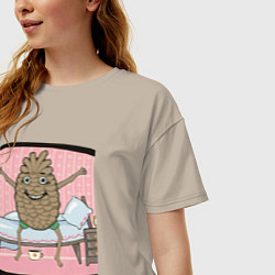 Футболка оверсайз женская Шишка встала, цвет: миндальный — фото 2