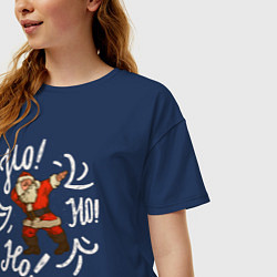 Футболка оверсайз женская Santa Ho Ho Ho, цвет: тёмно-синий — фото 2