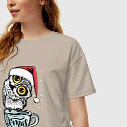 Футболка оверсайз женская X-mas Owl, цвет: миндальный — фото 2